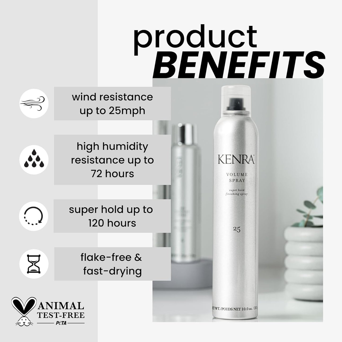Kenra Volume Spray 25 – Super Hold Finishing Spray for Long-Lasting Volume (10 oz)